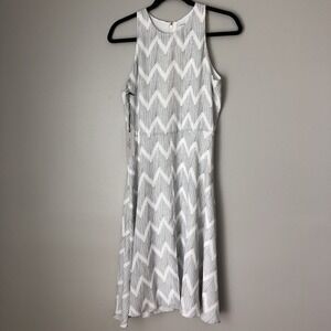 NWT Ali & Jay‎ Los Angeles Women's Medium White Slit Front Chevron Pattern Dress